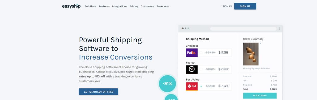 Easyship Website Screenshot