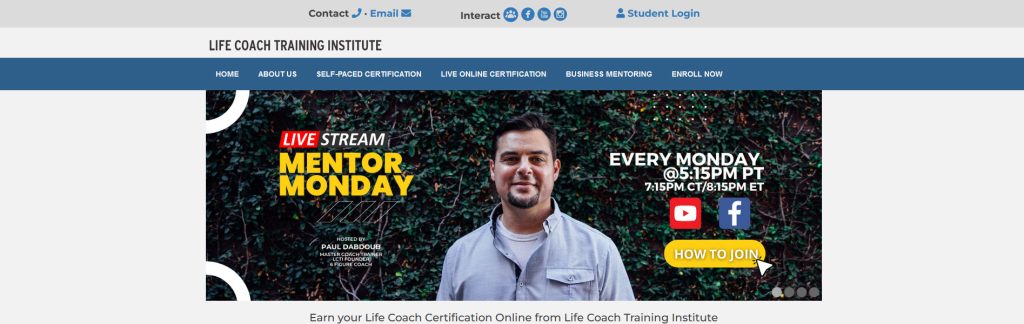 Life Coach Training Institute Website Screenshot