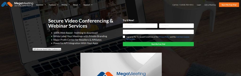 MegaMeeting Website Screenshot