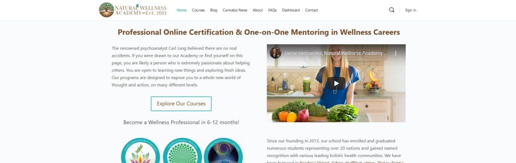 Nature Wellness Academy Website Screenshot