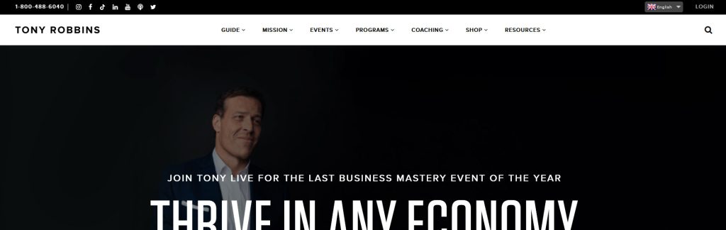 Tony Robbins Website Screenshot