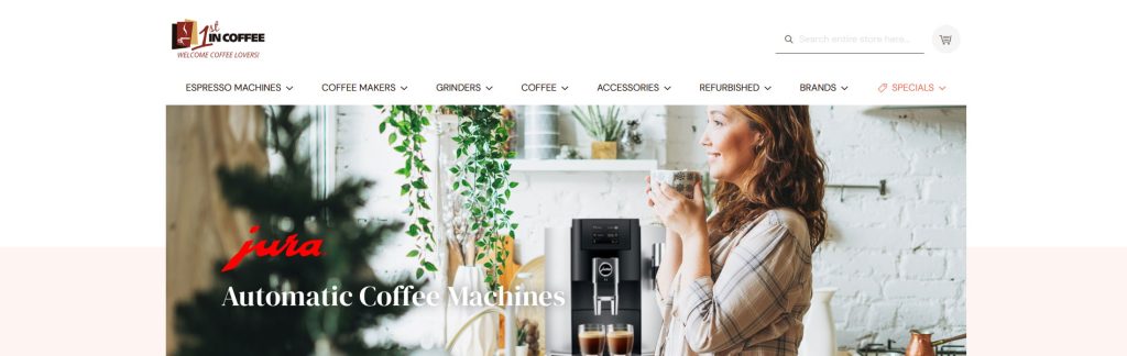 1st In Coffee Website Screenshot