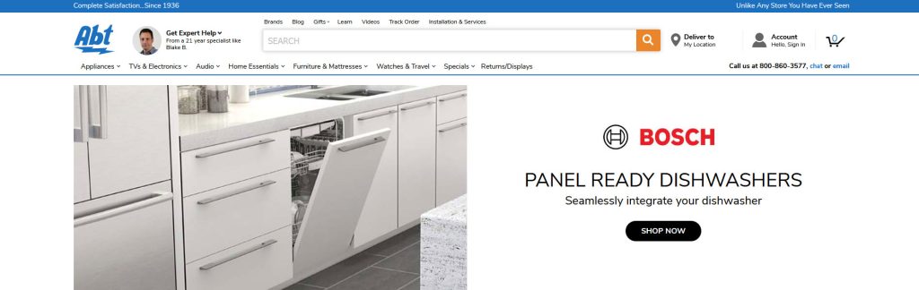 ABT Appliances Website Screenshot