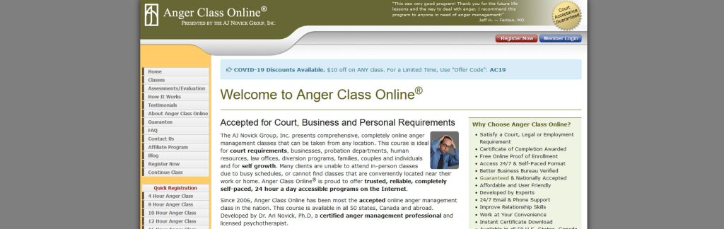 Anger Class Online Website Screenshot