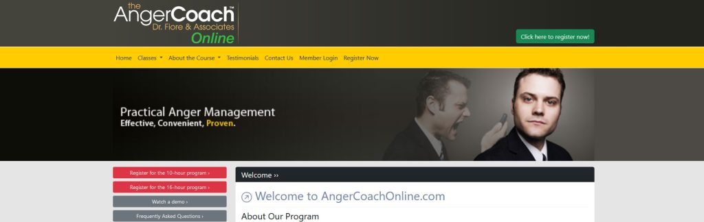Anger Coach Online Website Screenshot