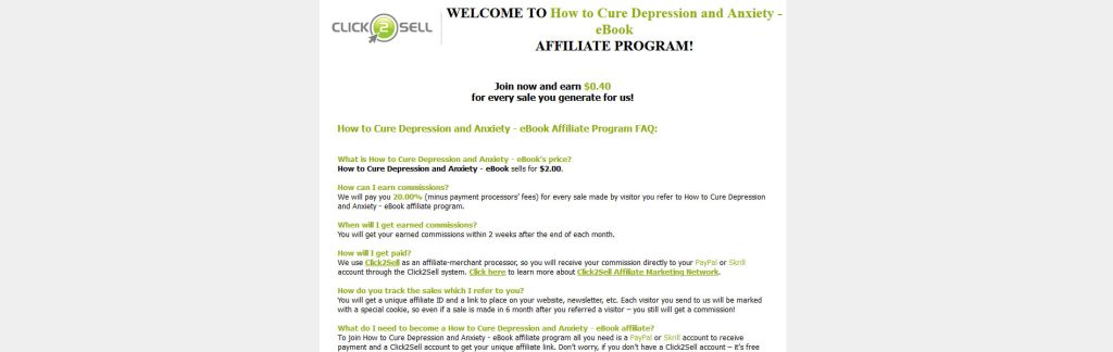 Cure Depression & Anxiety eBook Website Screenshot