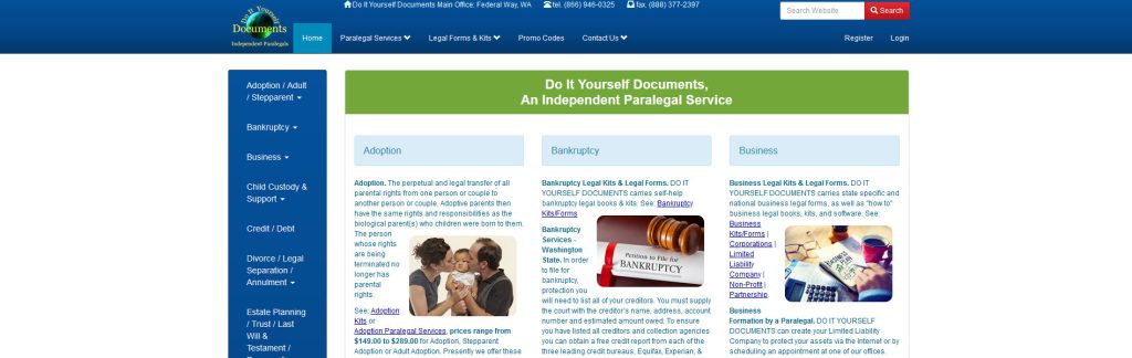Do It Yourself Documents Website Screenshot