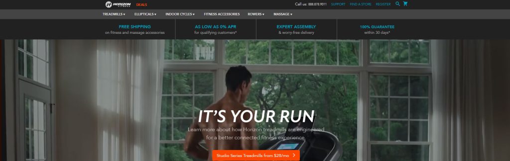 Horizon Fitness Website Screenshot