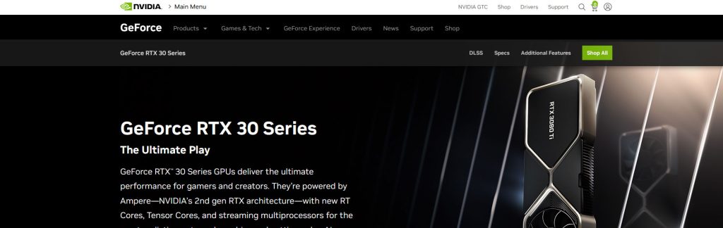 NVIDIA Website Screenshot