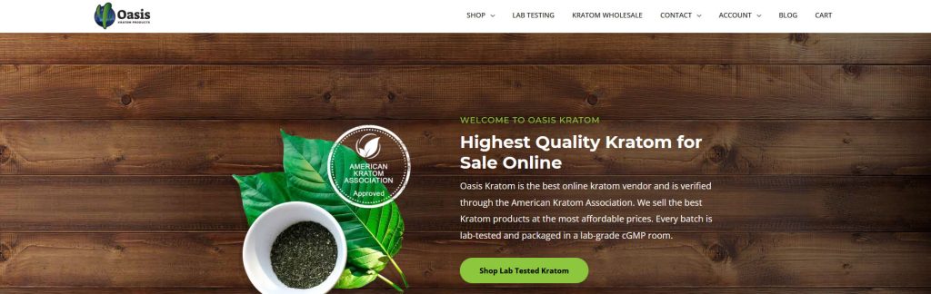 Oasis Kratom Website Screenshot