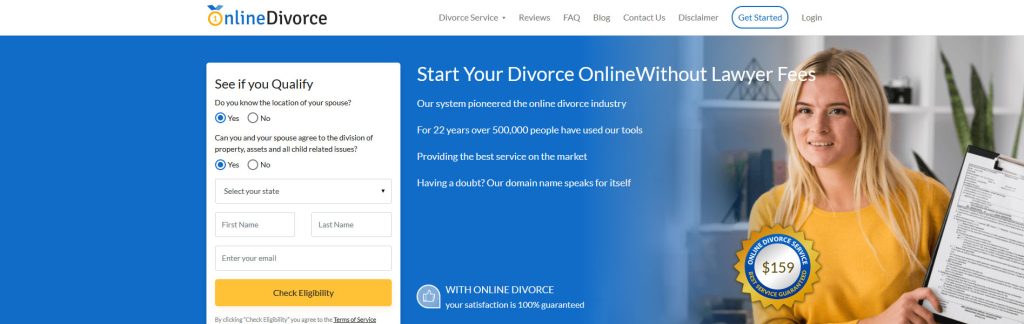Online Divorce Website Screenshot