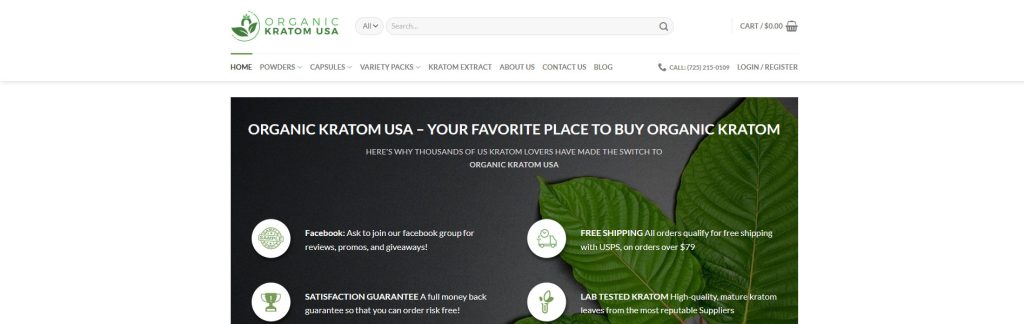 Organic Kratom USA Website Screenshot