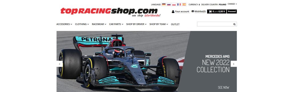 TopRacingShop Website Screenshot