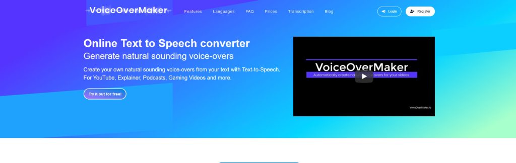 Voiceovermaker Website Screenshot