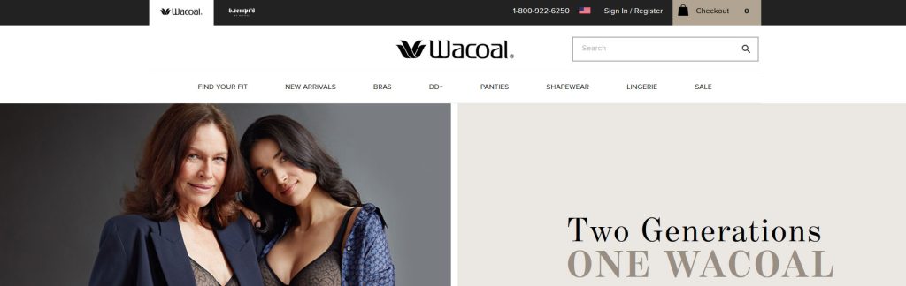 Wacoal America Website Screenshot