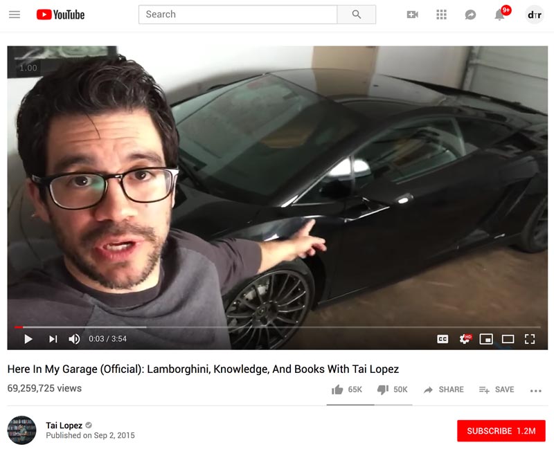 Tai Lopez's "Here In My Garage" Video