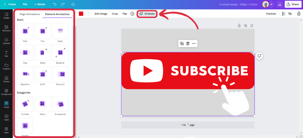 how to make an animated subscribe button