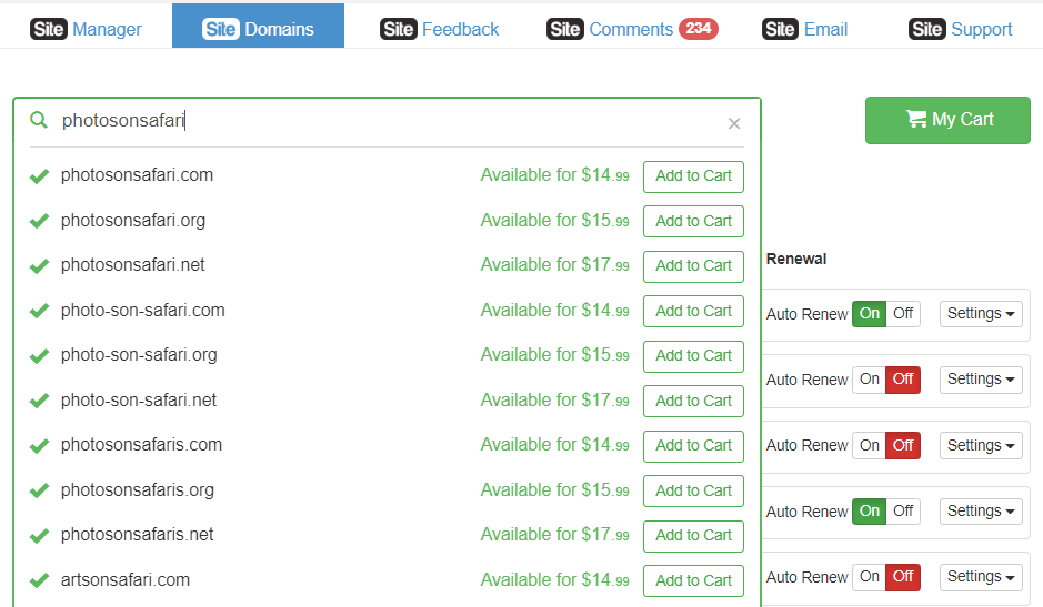 search available domains