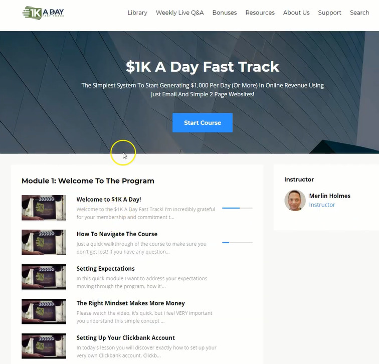 how is the 1k a day fast track training structured