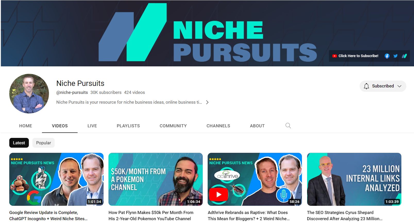 niche pursuits youtube channel