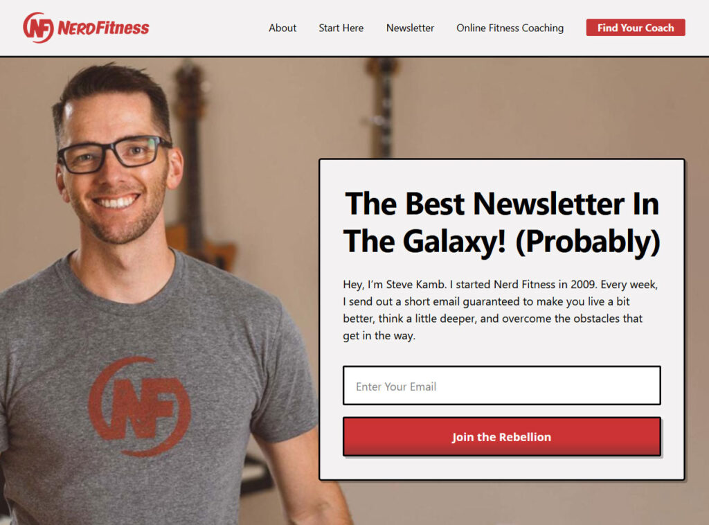 Nerd Fitness Website Screenshot