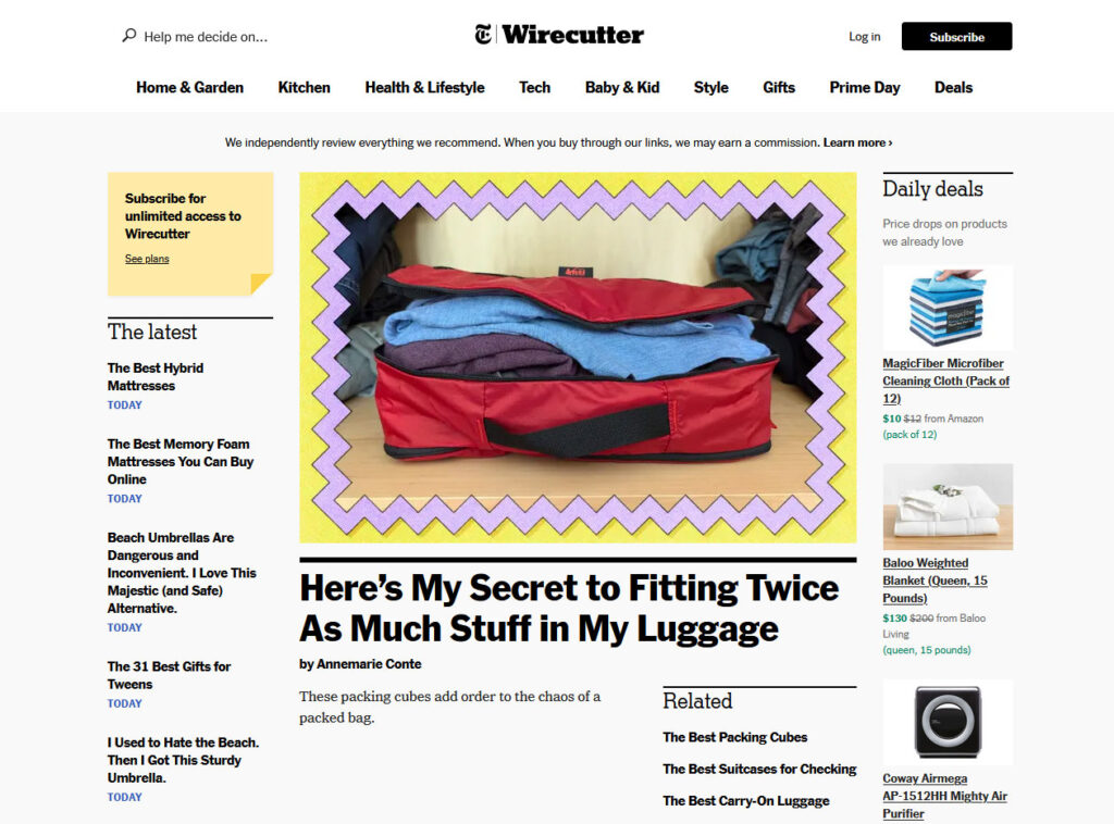 The Wirecutter Website Screenshot