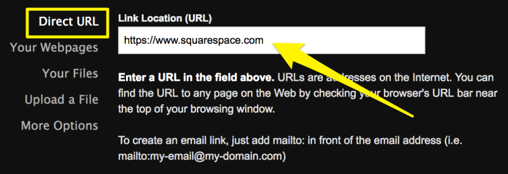 Squarespace Add Link Example